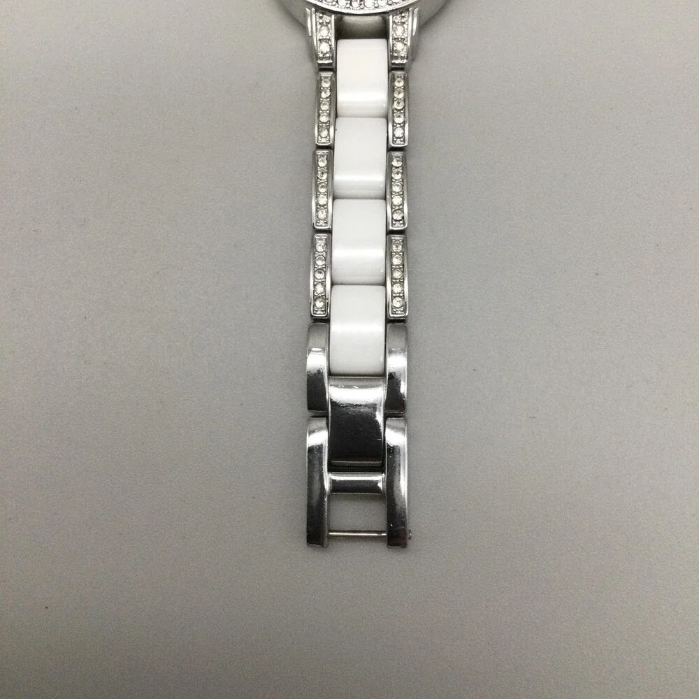 Armitron Now Womens Watch 24mm White Ceramic Bracelet Crystals New Battery 6
